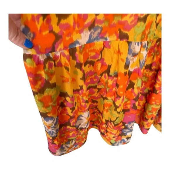 J Crew Smocked Waist Ruffle Sleeveless Maxi Flowy Orange Sunset Floral XXL NWOT - Picture 15 of 16